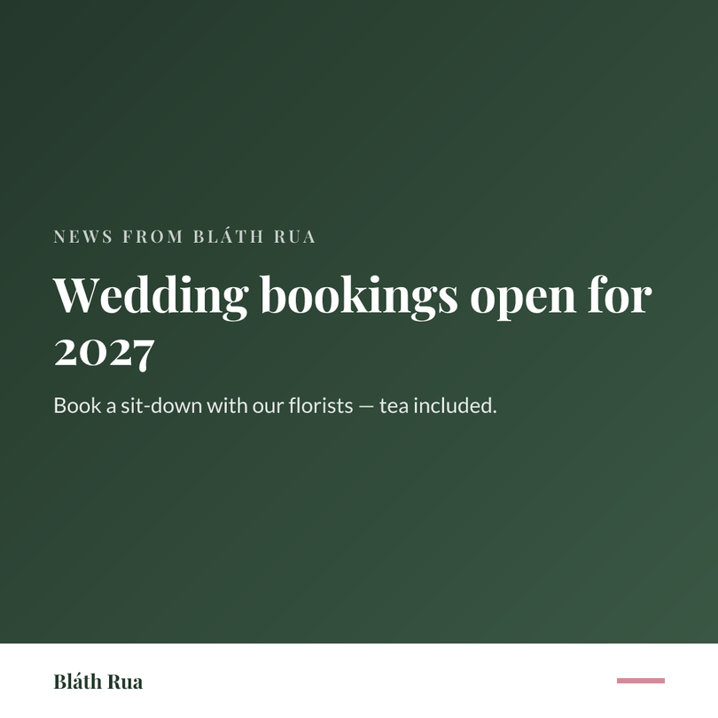 Announcement post for a florist in its own brand colours and fonts